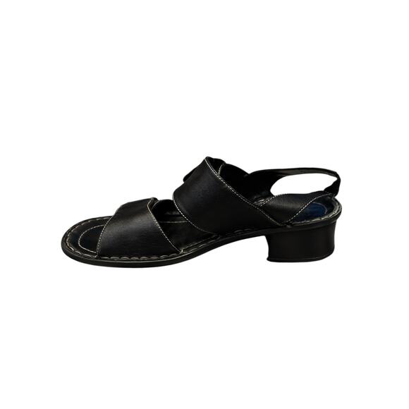 Josef Seibel black leather sling back open toe sandals side buckle size 9.5 - Picture 3 of 8